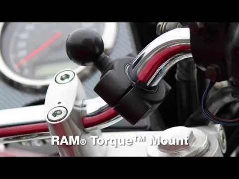 RAM MOUNTS 0636-0061 RAMB408-112-15U Torque™ Handlebar/Rail Mount Base with 1" Ball Ball Mount - Bar Clamp Base - 1-1/8" - 1-1/2"