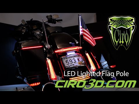 CIRO 0521-1772 70600 LED Lighted Flagpole with American Flag LED Flagpole - U.S. Flag - Chrome