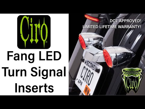 Ciro Fang® Rear Turn Signal Light Inserts Red LED Chrome - 45501 For Harley Motorcycles 1957-2026