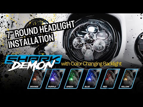 CUSTOM DYNAMICS 2001-2925 SD2-7-13 Shark Demon® 7” Round LED Headlight with Color Changing Backlight