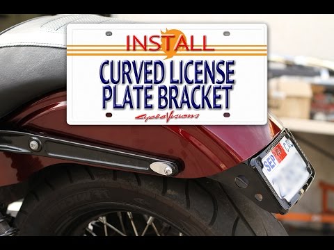 CYCLE VISIONS 2030-1576 CV4657B Curved License Plate Frame and Mount with License Plate Light License Plate Frame & Mount with Signals - FLSB - Black