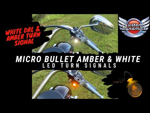 CUSTOM DYNAMICS 2040-3463 CD-MICRO-AW2-C Micro Bullet dual Color LED Turn Signals Micro Turn Signals - Dual - Amber/White - Chrome