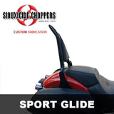 Siouxicide Choppers Sport Glide Excalibur Backrest 1 1/2 In, Short 16, Chrome, Non-Perforated Pad Double For Harley Softail Sport Glide 2018-2024