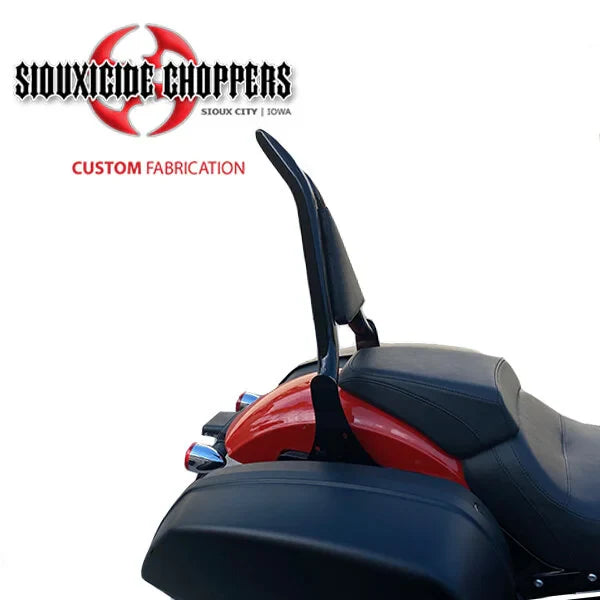 Siouxicide Choppers Sport Glide Excalibur Backrest 1 1/2 In, Short 16, Black, Non-Perforated Pad Double For Harley Softail Sport Glide 2018-2024