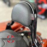 Siouxicide Choppers Halow Backrest/Sissy Bar - 1 1/4 in, Black, Custom Pad Cross Stitch Red, For 2009-2025 Touring
